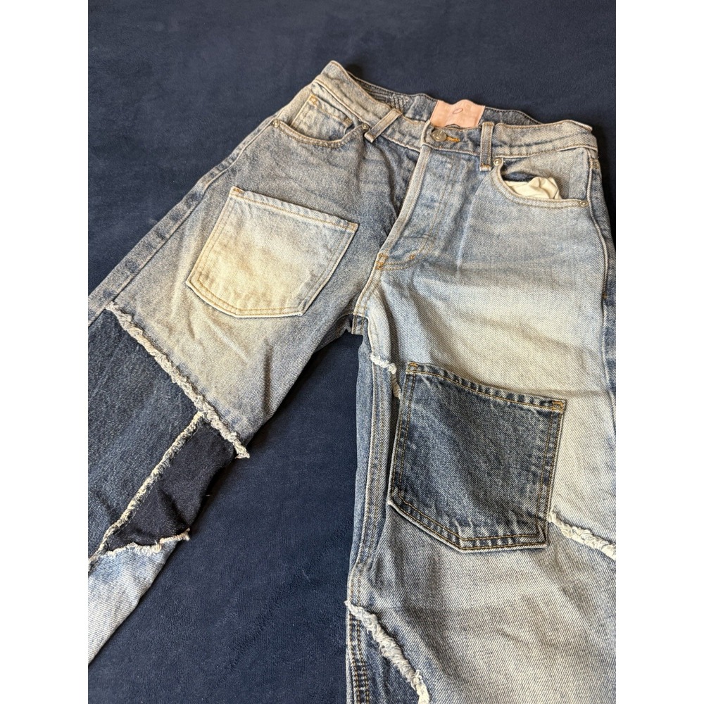 Revice 7 Pocket Women’s Jeans Sz 25x29 Low Rise Custom Waistbelt Loop Hem Blue